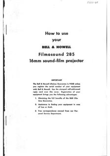 Bell and Howell 285 manual